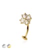 MULTI CZ FLOWER TOP 316L SURGICAL STEEL THREADLESS FLOATING BELLY BUTTON RING 